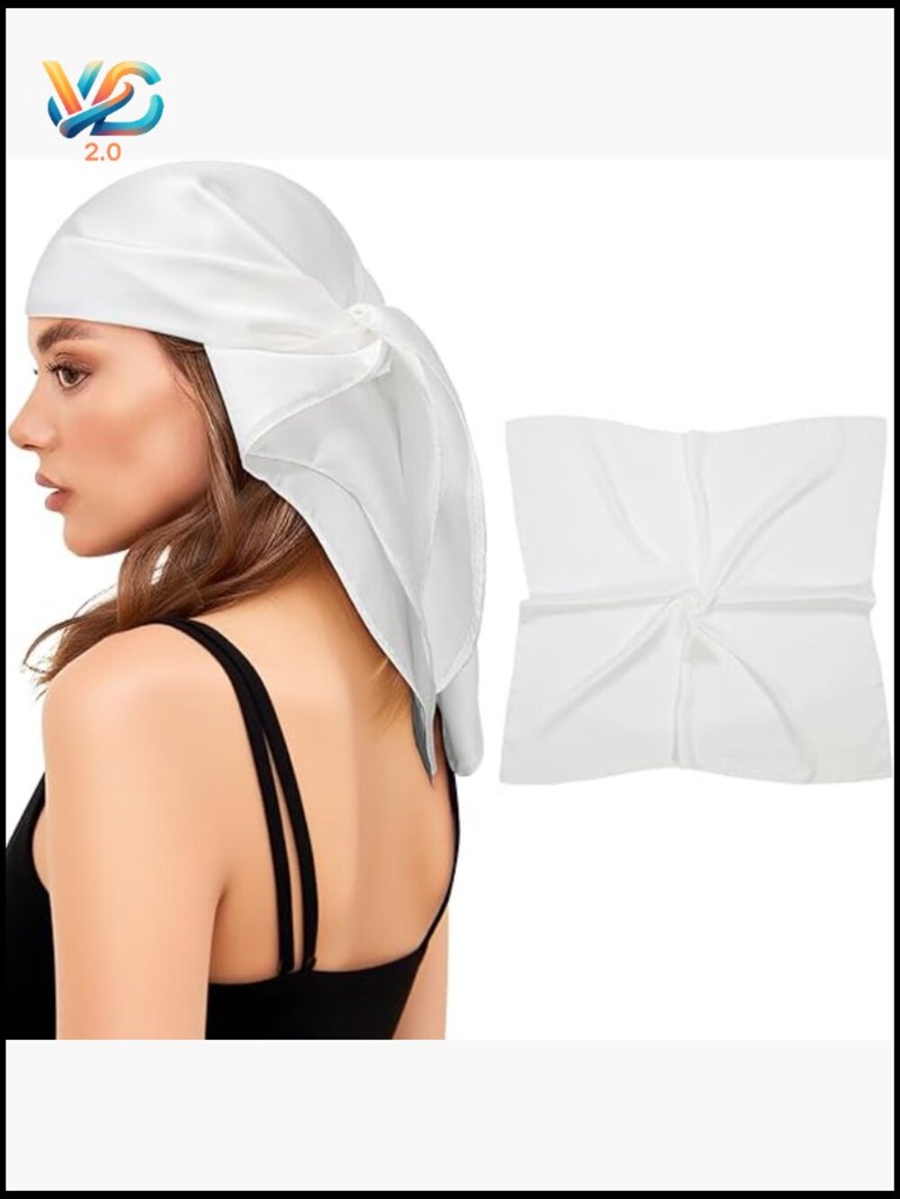 Square Satin Head Scarf - Large Hair Wrap Bandana Sleeping Scarf for Women